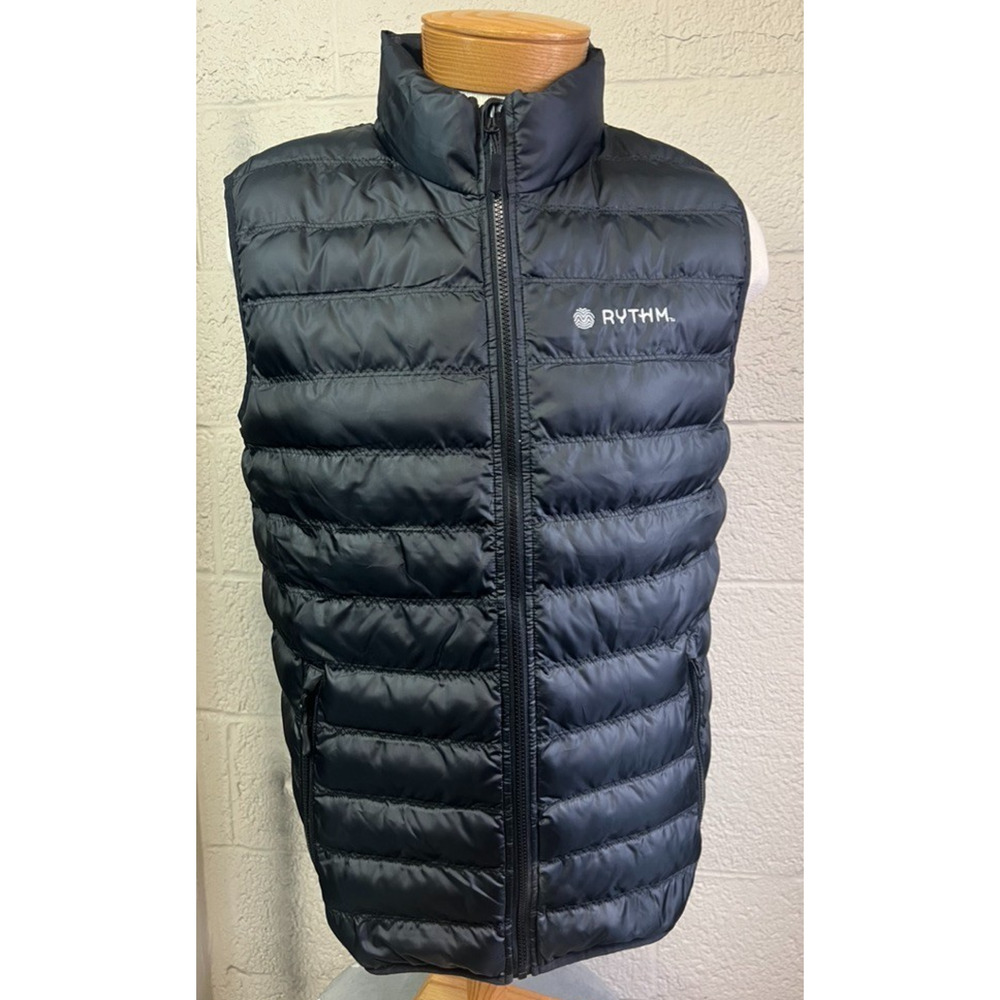 RHYTHM Cannibis Appeal Black Classic Men Puffer Vest Size M